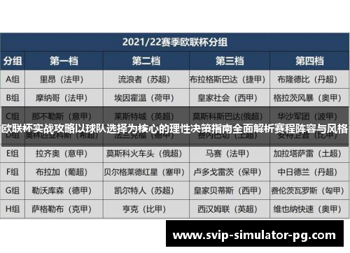 欧联杯实战攻略以球队选择为核心的理性决策指南全面解析赛程阵容与风格